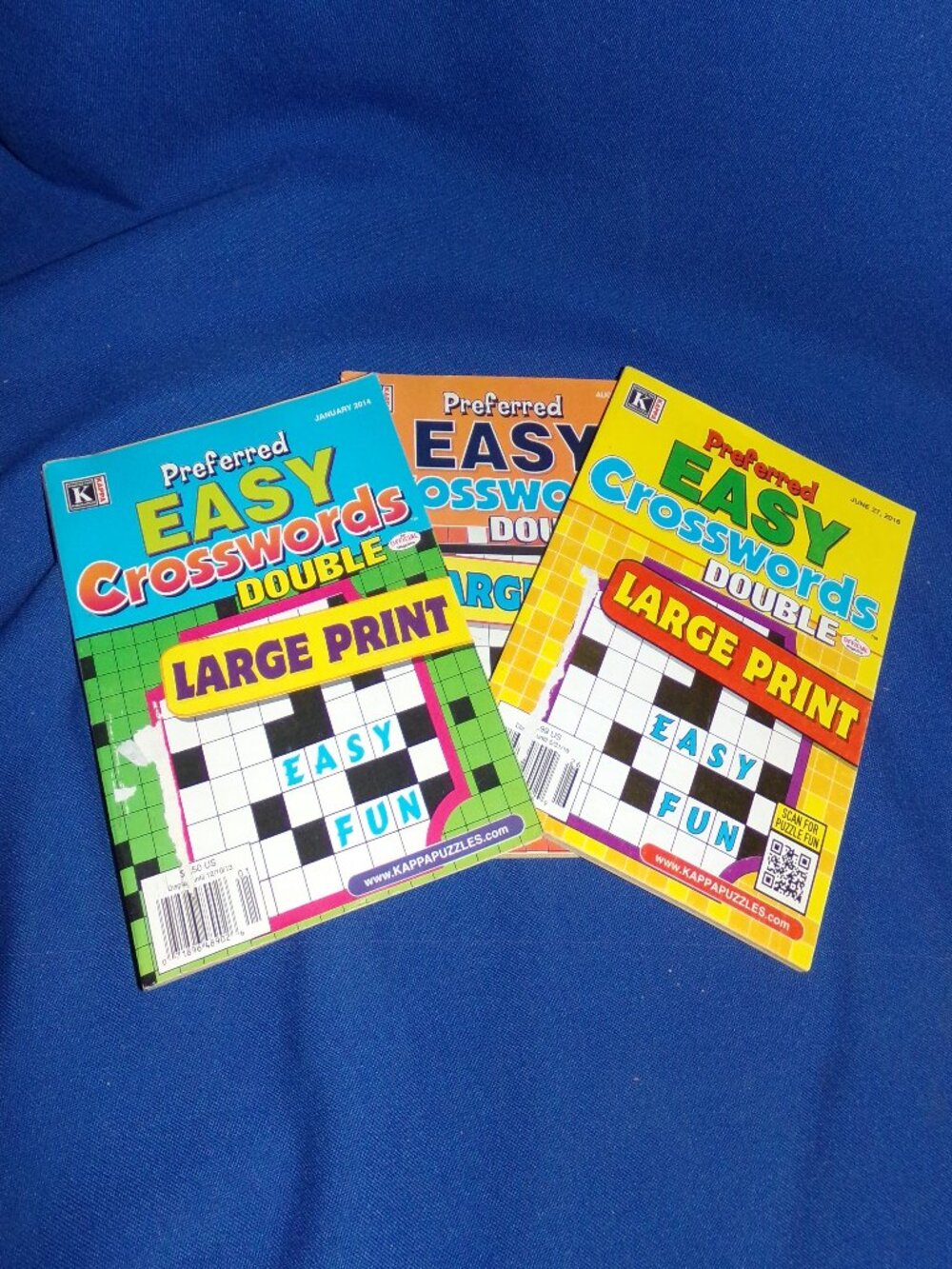 Vintage Set of 3 Unused Double Large Print Preferred Easy Crossword Puzzle Books